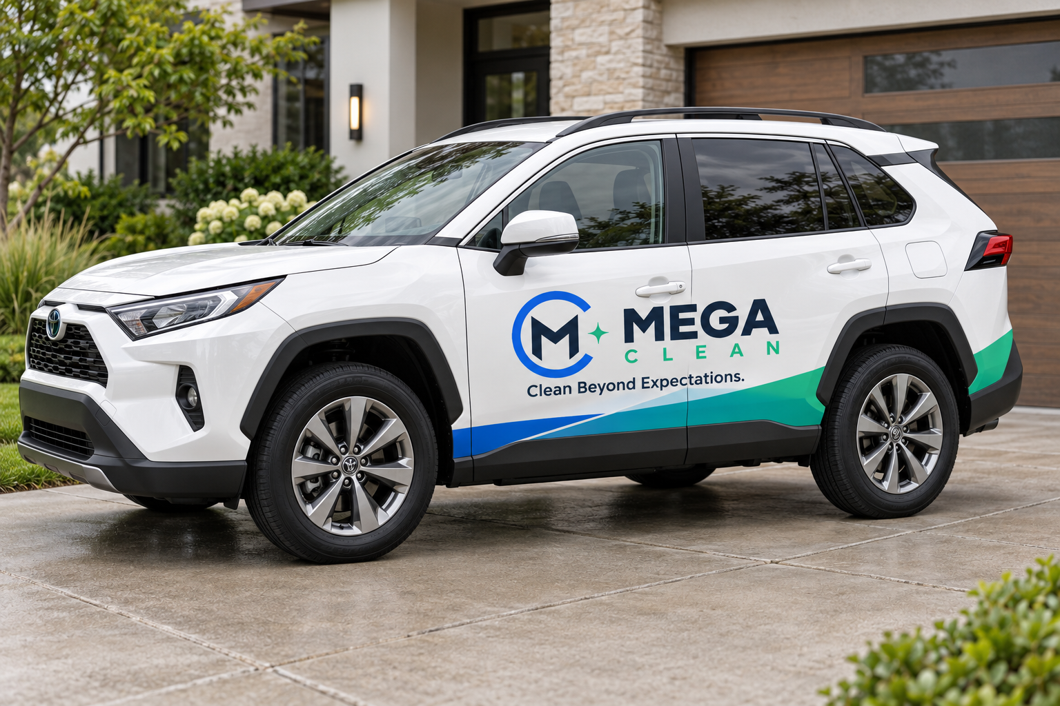 Mega Clean branded service SUV