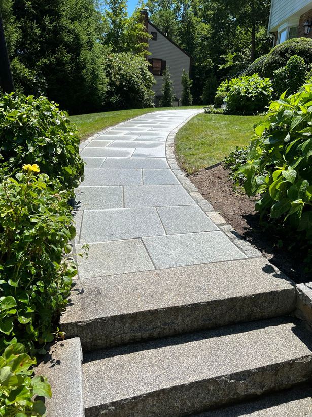 Stone walkway and granite steps